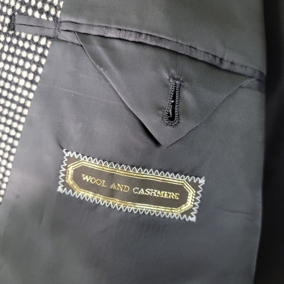 LINEA DOMIZIA Mens Wool & Cashmere Houndstooth Double Breasted Sport Coat Sz 44L - Picture 9 of 12
